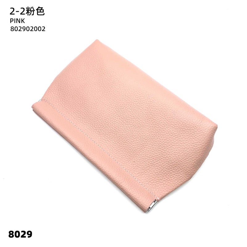 Korean Style Genuine Leather Cosmetic Bag Large Top Layer Cowhide Storage Bag Self-Closing Shrapnel Women'S Clutch Soft Leather Square Bag - Image 1