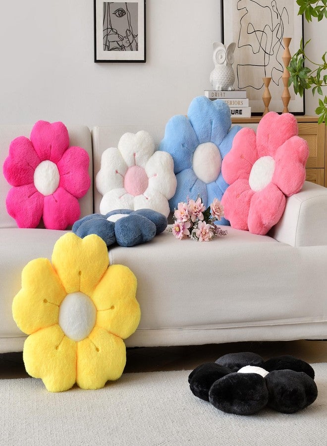 ZCNYCLAM Flower Shaped Pillow, Cute Decorative Throw Pillow with Soft Artificial Rabbit Fur for Couch Bed Chair Floor, Flower Pillows Seating Cushions Room Décor for Bedroom Living Room (14.9", White) - Image 2