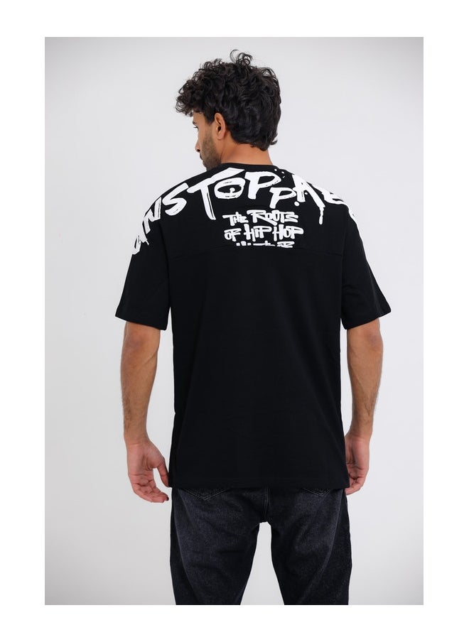 WHITE RABBIT "The Roots" Printed Short Sleeves Black T-Shirt  - Image 2
