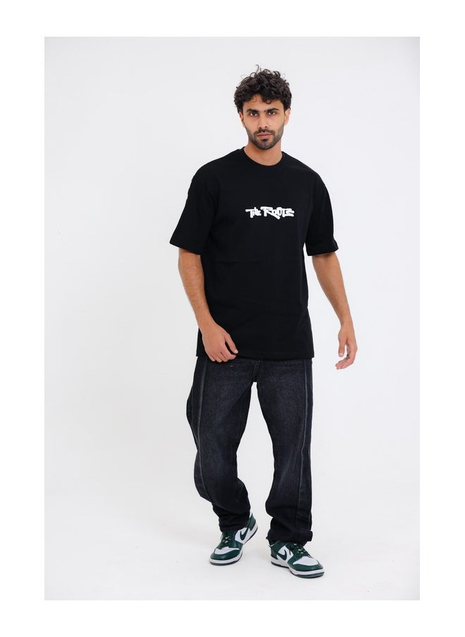 WHITE RABBIT "The Roots" Printed Short Sleeves Black T-Shirt  - Image 5