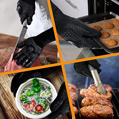 DKHDBD BBQ Fireproof Gloves, Grill Cut-Resistant Gloves 1472°F Heat Resistant Gloves, Non-Slip Silicone Oven Gloves, Kitchen Safe Cooking Gloves for Oven Mitts,Barbecue,Cooking, Frying,13.5 Inch-Black - Image 5