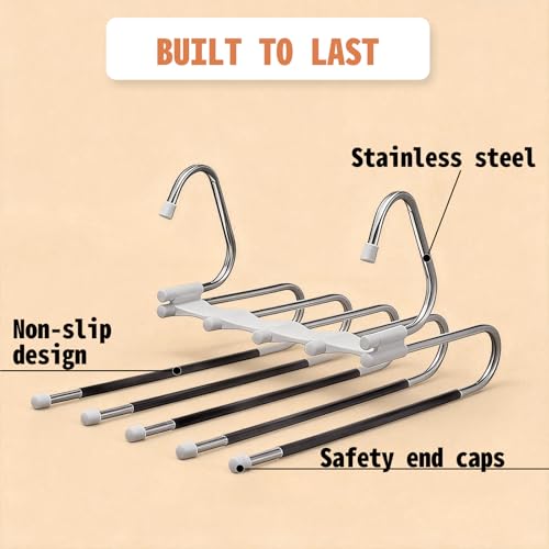 Zylkorb Pants Hangers Space Saving 5 Tier - 2 Pack Closet Organizers and Storage Closet Organizer,Anti-Slip Design,Closet Organizers and Storage for Pants Jeans Skirts Scarf Legging - Image 5