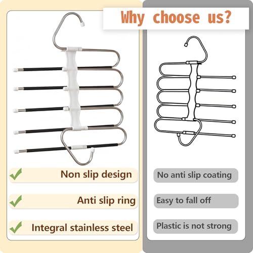 Zylkorb Pants Hangers Space Saving 5 Tier - 2 Pack Closet Organizers and Storage Closet Organizer,Anti-Slip Design,Closet Organizers and Storage for Pants Jeans Skirts Scarf Legging - Image 4
