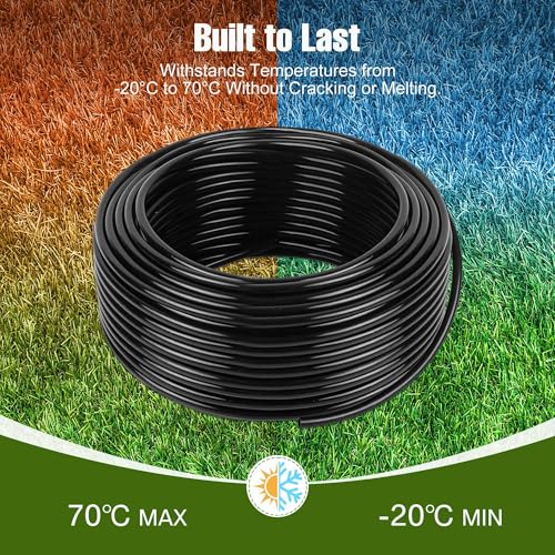 Spalolen 100FT 1/4 Inch Drip Irrigation Tubing with 10 Pack Push-to-Connect 1/4" Tee Connectors, Distribution Drip Line Hose & Universal Tee Fitting, for Drip Irrigation Parts or Drip System and Misting System - Image 4