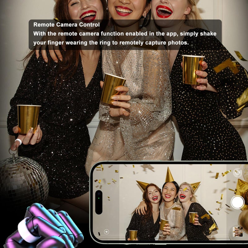 Ashata Smart Ring Health, Health Ring to Monitor Fitness Pedometer Sleep Data, Remotely Take Photo, IP68 Smart Health Ring for Men Women, Blue (9) - Image 5