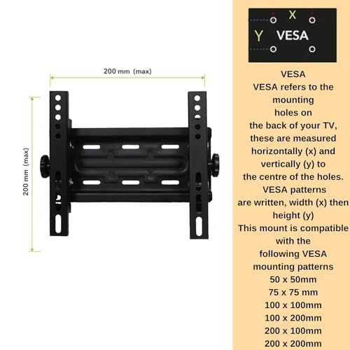 UNICO Universal Tilting Wall Mount Heavy Duty Stand for LCD/LED/Plasma TV Stand – 14″ to 42″ Screen : VESA 100 X100 to 200X200 +/-15 Degree TV Wall Mount - Image 2