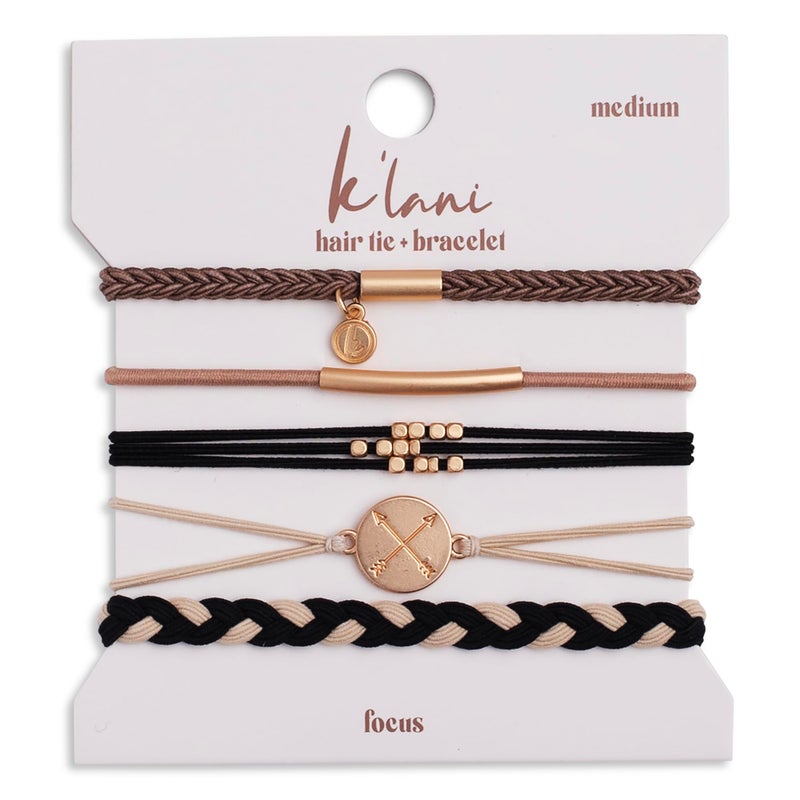 K'lani Hair Tie Bracelets for Women - Elastic Hair Bands That Double as Stylish Jewelry - Focus - Medium - Image 1