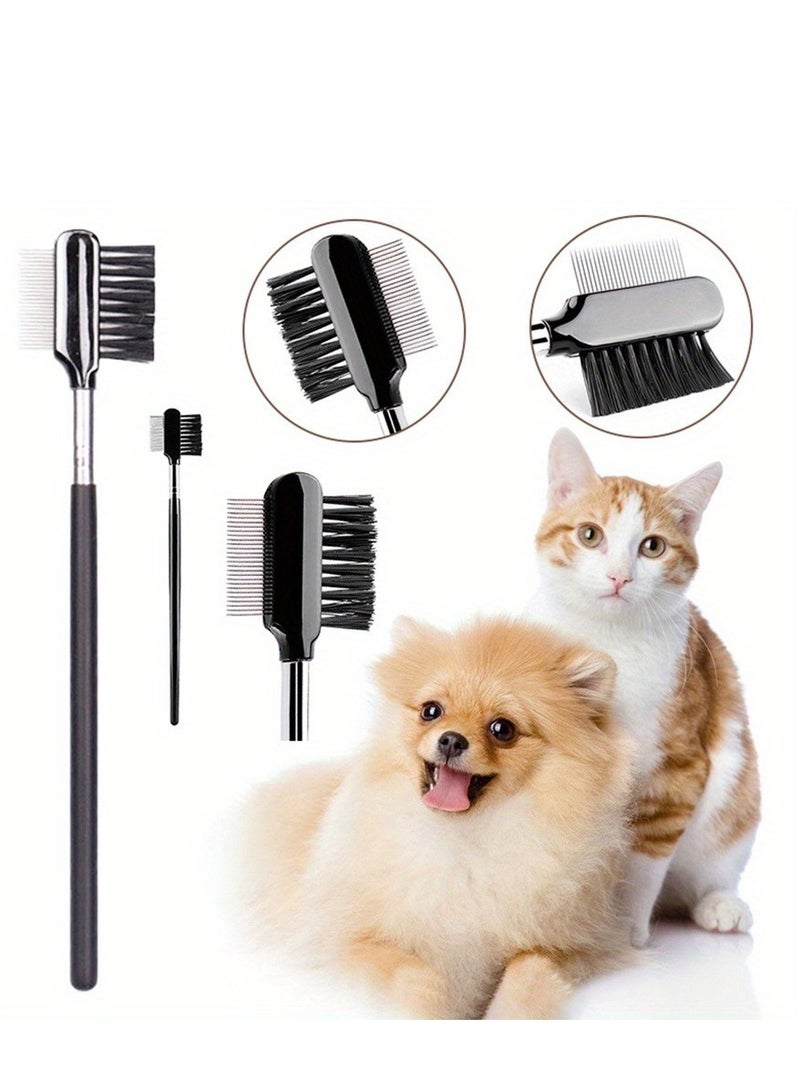 3 قطع مشط عين الحيوانات الأليفة مزدوج الجوانب لإزالة البقع المسيل للدموع والعناية بها - مثالي للكلاب والقطط الصغيرة - Image 1