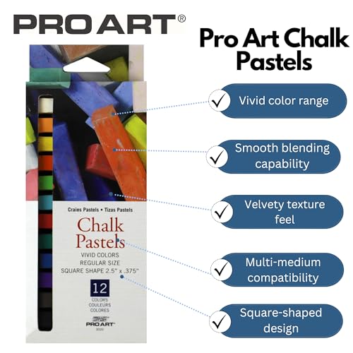 Pro Art Chalk Pastel Set, 12 Count (Pack of 1), Vivid Colors - Image 2