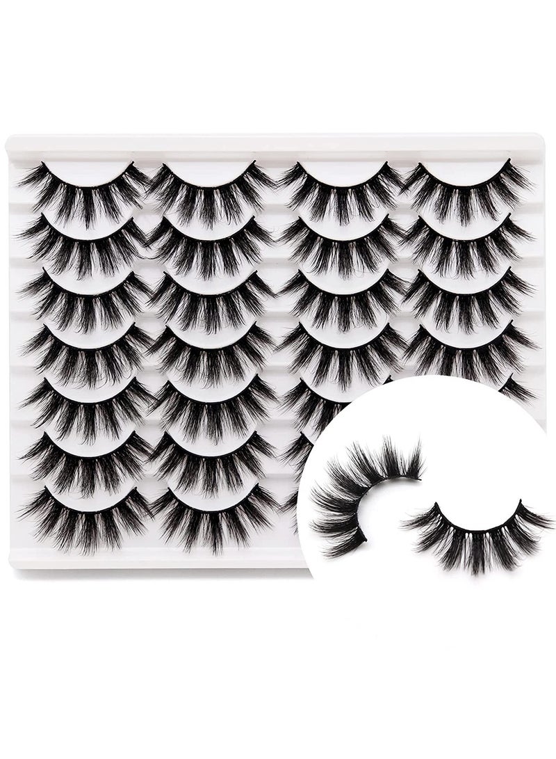 SYOSI False Eyelashes 20mm Faux Mink Lashes Long Dramatic 5D Fluffy Natural Look Fake Lashes for Makeup 14 Pairs - Image 1
