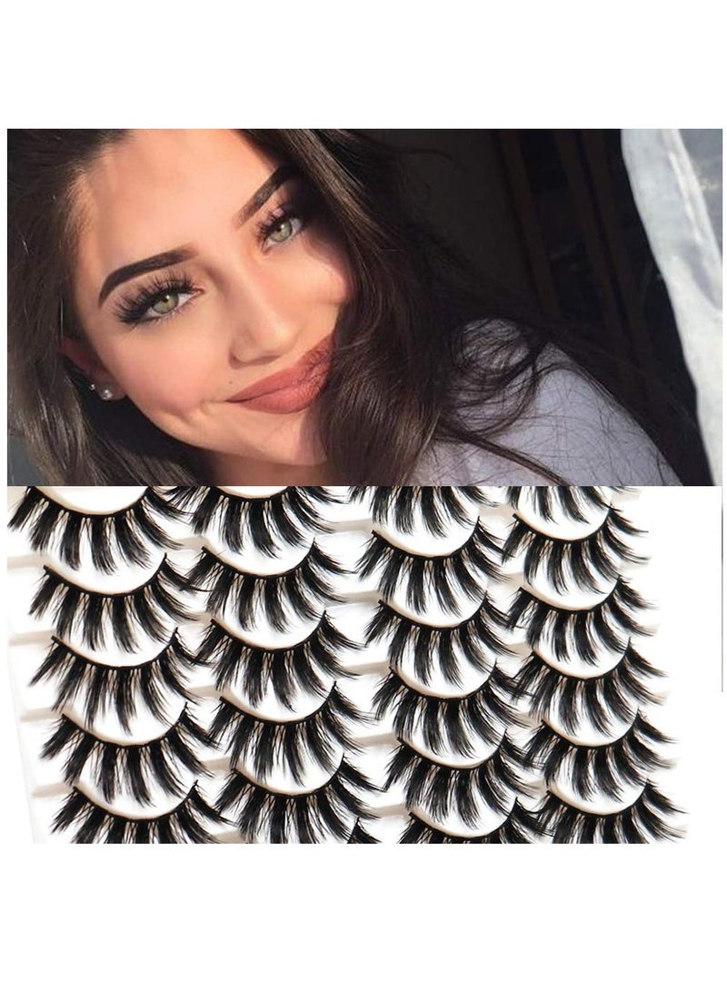 SYOSI False Eyelashes 20mm Faux Mink Lashes Long Dramatic 5D Fluffy Natural Look Fake Lashes for Makeup 14 Pairs - Image 3