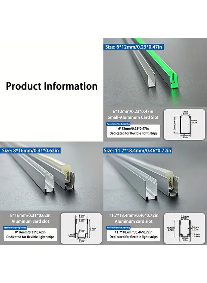 10 قطعة نظام قناة LED من الألومنيوم الفضي بطول 1.65 قدم (6x12 مم) لتثبيت شرائط الإضاءة - Image 4