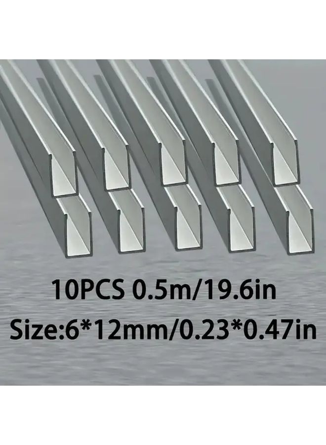 10 قطعة نظام قناة LED من الألومنيوم الفضي بطول 1.65 قدم (6x12 مم) لتثبيت شرائط الإضاءة - Image 3