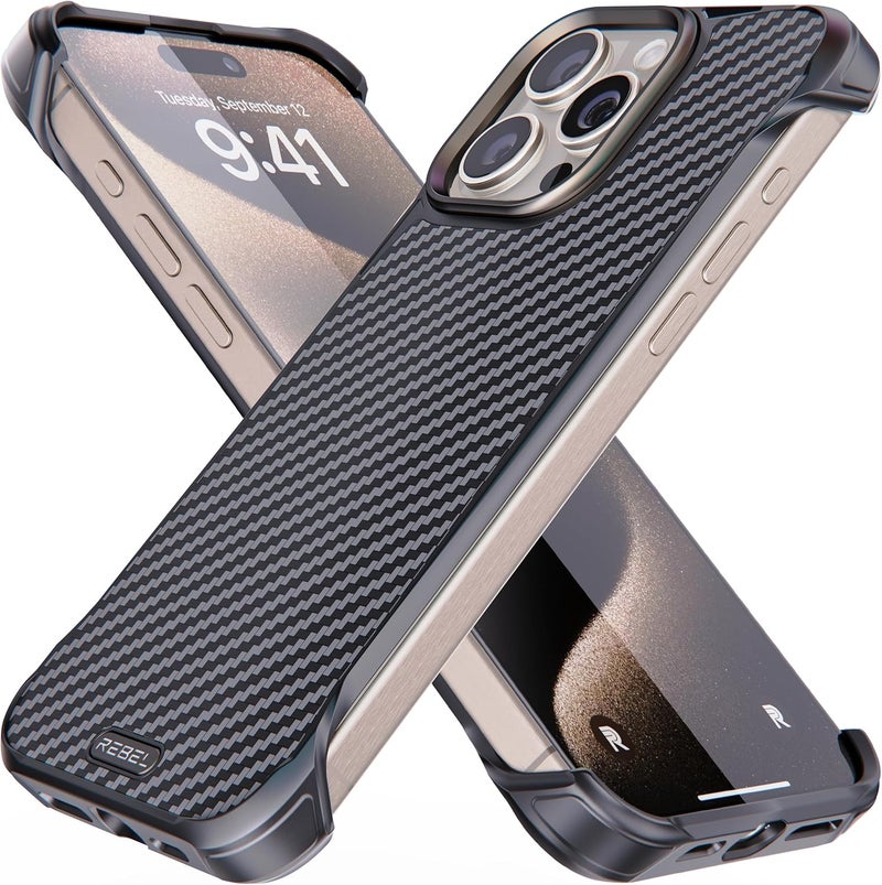 ريبل علبة لهاتف iPhone 15 Pro Max [سلسلة Flex] جوانب مكشوفة للراحة، ألياف الأراميد، متوافقة بقوة مع MagSafe، مقاومة للصدمات، عدسة معدنية، تصميم حماية بدون إطار، هاتف 6.7 بوصة 2023 (Flex) - Image 1