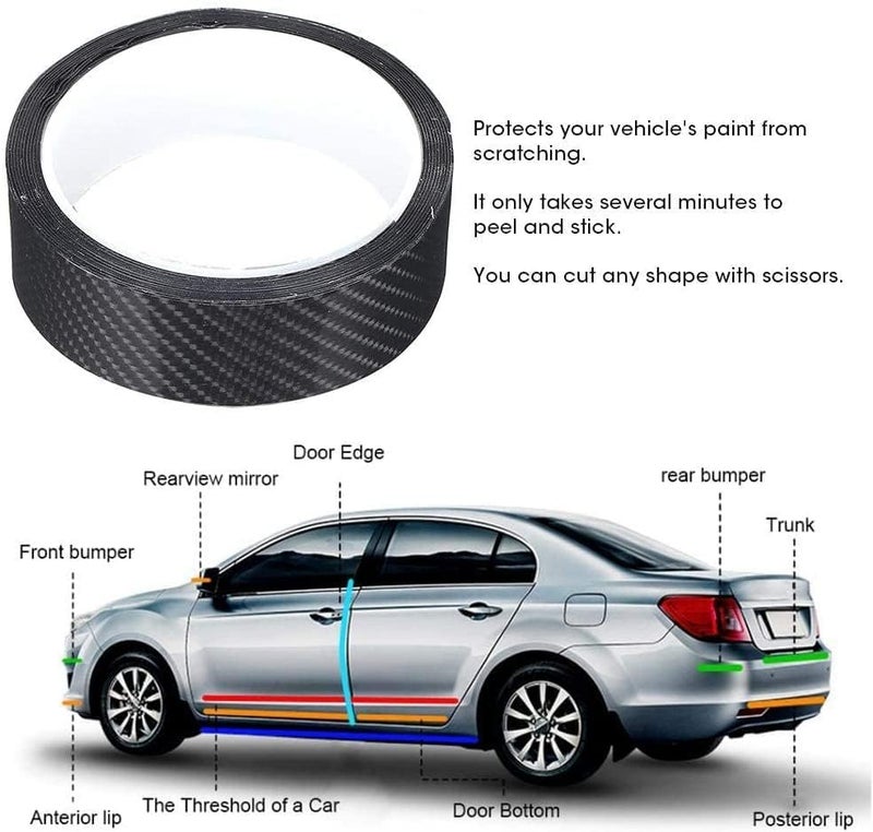 Automaze Car Door Universal Edge Guard Clear Door Sill & Trim Protector, Vinyl Protection Film/Tape, Fit for Most Cars (Carbon Black, 3cm X 9.8ft) - Image 4