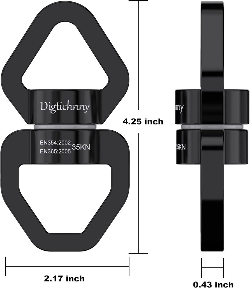 Digtichnny دوار أرجوحة، جهاز دوران آمن 35 كيلو نيوتن، دوار أرجوحة لأرجوحة الشجرة الشبكية، الرقص الجوي، أرجوحة الأطفال، أرجوحة معلقة (أسود بالكامل) - Image 3