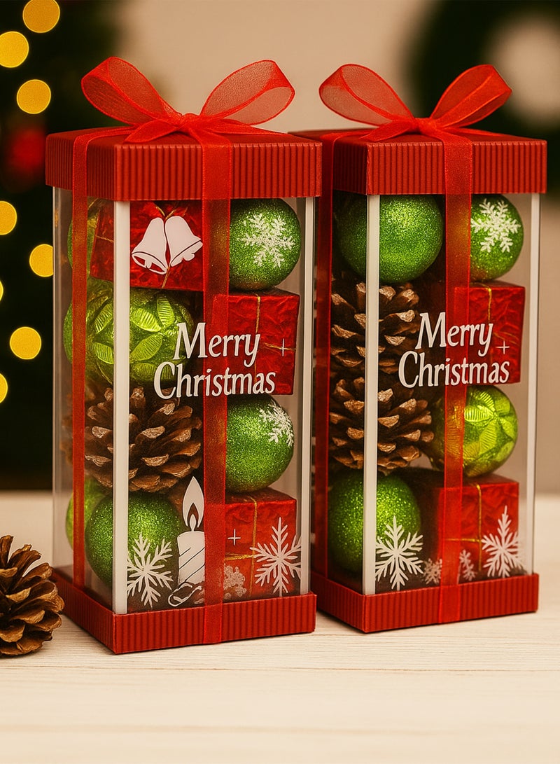 توشيونيكس زينة كرات عيد الميلاد، صندوق هدايا مزخرف، مكون من 20 قطعة - مجموعة زينة شجرة عيد الميلاد متعددة الألوان مع أقماع الصنوبر وصناديق هدايا صغيرة وكرات لامعة - ديكور منزلي للعطلات (عبوة من قطعة واحدة) - Image 2