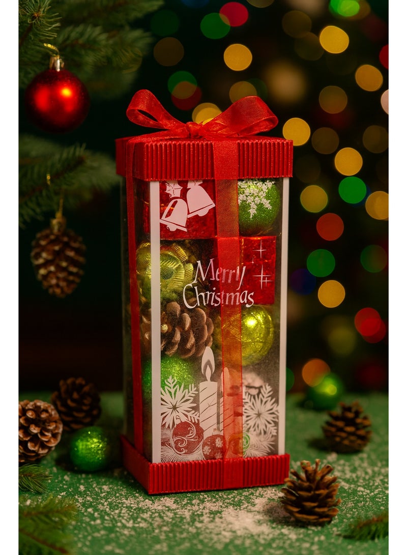توشيونيكس زينة كرات عيد الميلاد، صندوق هدايا مزخرف، مكون من 20 قطعة - مجموعة زينة شجرة عيد الميلاد متعددة الألوان مع أقماع الصنوبر وصناديق هدايا صغيرة وكرات لامعة - ديكور منزلي للعطلات (عبوة من قطعة واحدة) - Image 3