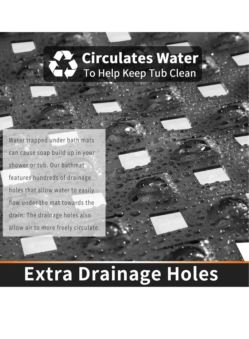 SYOSI Original Bathtub Mat Non-Slip Extra LongBath Mats for Tub, Shower with Drain Holes Suction Cups, BPA Machine Washable 34.5 x 15.5 Inches - Image 3