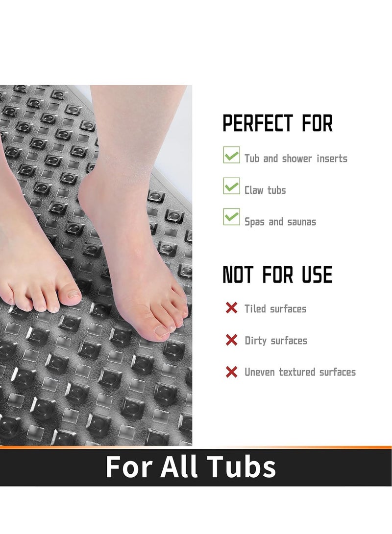 SYOSI Original Bathtub Mat Non-Slip Extra LongBath Mats for Tub, Shower with Drain Holes Suction Cups, BPA Machine Washable 34.5 x 15.5 Inches - Image 4