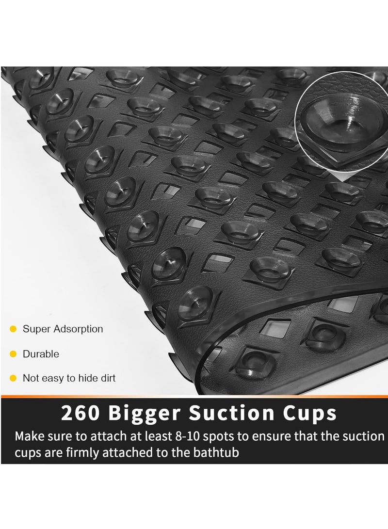 SYOSI Original Bathtub Mat Non-Slip Extra LongBath Mats for Tub, Shower with Drain Holes Suction Cups, BPA Machine Washable 34.5 x 15.5 Inches - Image 2