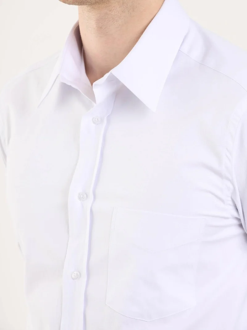 دوفي White Men's Regular Fit Brent Collar Long Sleeve Shirt