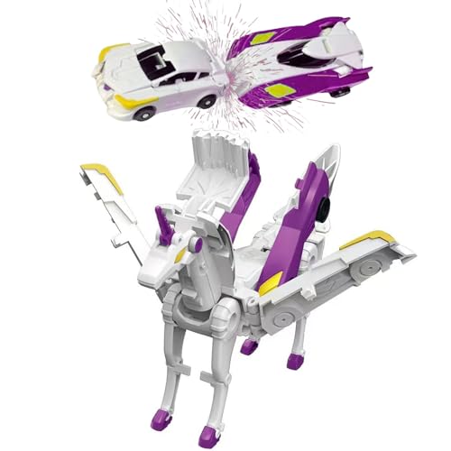 liluwushe Unicorn Collision Transforming Cars Toy 2 in 1 Magnetic Cars Collision Transform into unicorn toy for Boys Girls Age 312 magnetic robo car set Party Gift for Birthday Christmas Purple - Image 1