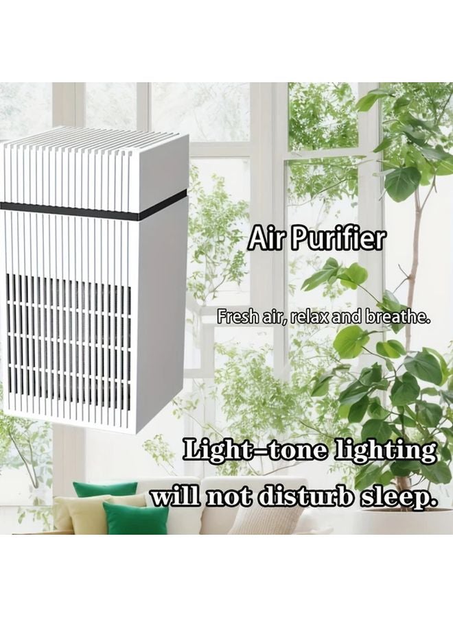 منقي هواء أبيض مع فلتر HEPA للكربون، وضع هادئ ليلي، 360 درجة للتدخين والغبار وشعر الحيوانات الأليفة - Image 3