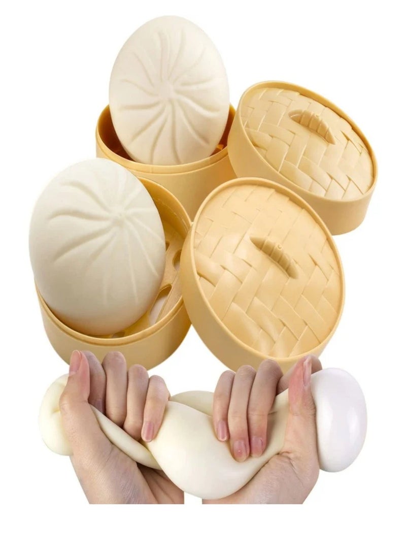 2 PCS Dumpling Squishy Dumpling Stress Ball Steamed Stuffed Bun Stress Relief Squeezing Bun Toys For Halloween Project Tricking People Kid Playing - Image 1