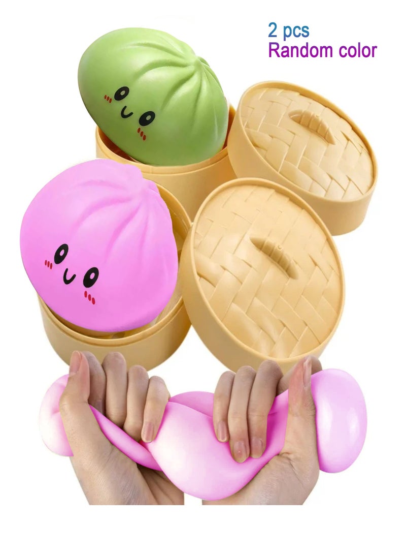 2 PCS Dumpling Squishy Dumpling Stress Ball Steamed Stuffed Bun Stress Relief Squeezing Bun Toys For Halloween Project Tricking People Kid Playing - Image 1