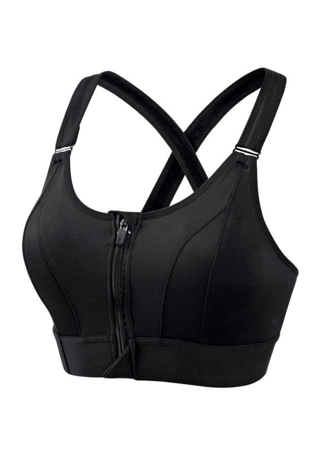 Adjustable Front Zipper Sports Bra Shockproof Non-rimmed Vest Yoga Cross Beauty Back Underwear Women's Large Size