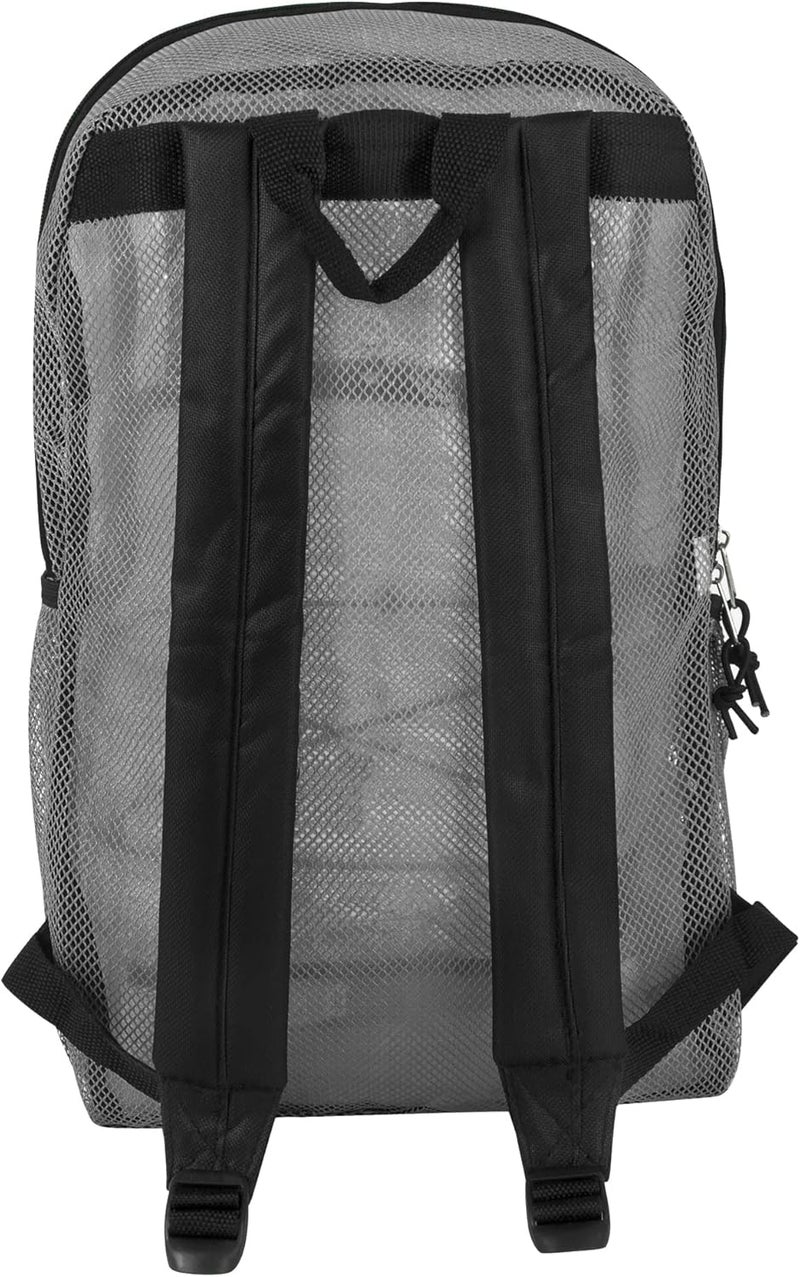 Trailmaker Deluxe See Through Mesh Backpack with Bungee Cord & Adjustable Padded Straps for Swimming, Travel (Grey) - Image 5