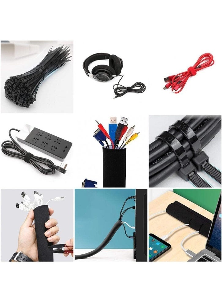 Relex 4 Pack Cable Management Sleeve, 19-20 Inches Cord Organizer System with Zipper for TV Computer Office Home Entertainment, Flexible Cable Sleeve Wrap Cover Wire Hider System, Black - Image 3
