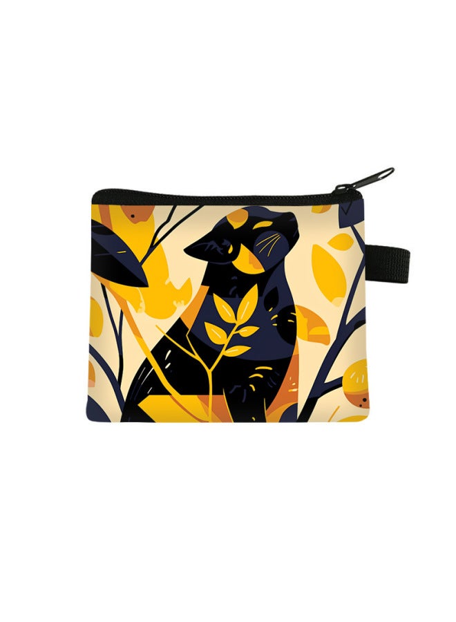 New Cat Print Coin Purse Kidsren's Cute Mini Storage Small Wallet Polyester Wear-resistant Portable Key Card Holder