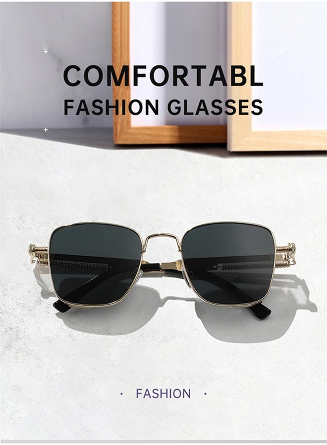 Generic Retro Cool Steampunk Sunglasses Silvery Square Metal Frame Fashion Glasses For Men Women Outdoor Sports,comes with a glasses case and a glasses cleaning cloth  - Image 3