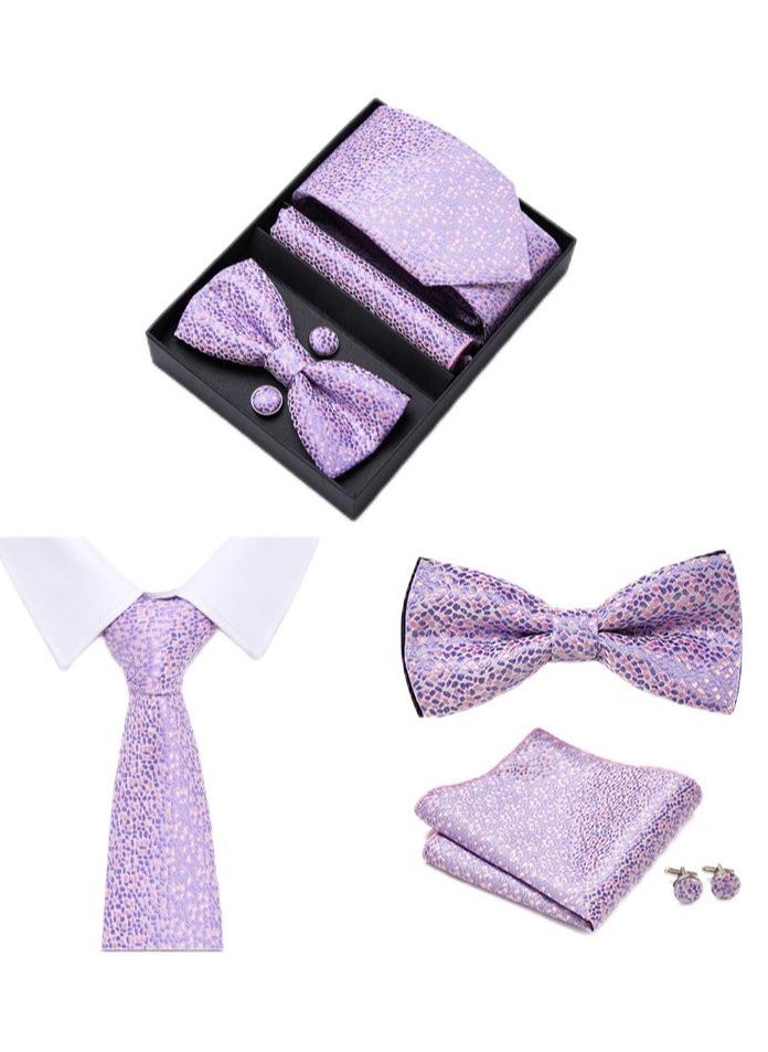 Generic - 5 pcs high-end tie for men business professional formal tie bow tie cufflinks square scarf fashion accessories gift box - Image 1