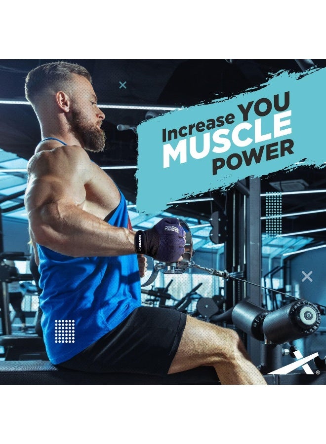 Vector X Rebel Unisex Weightlifting & Gym Gloves Workout Gloves for Fitness, Strength & CrossFit | Size - Large | Navy - Image 4