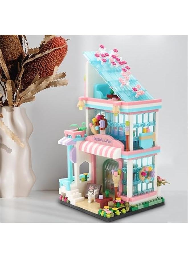 Street View Mini Building Blocks Simulation Construction Educational Creative Toy for Girls Age 6-12 and Up Dessert House Shop Building Kit 1036 pcs  - Image 1