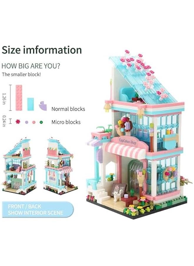 Street View Mini Building Blocks Simulation Construction Educational Creative Toy for Girls Age 6-12 and Up Dessert House Shop Building Kit 1036 pcs  - Image 2