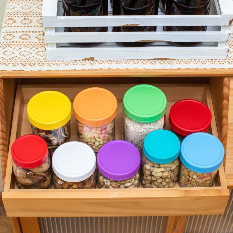 Jumterlee 18 Pack Wide Mouth Mason Jar Lids with Silicone Rings, Colored Plastic Mason Jar Lids,Plastic Canning Lids, Fit Ball,Kerr and More (Multicolored) - Image 5