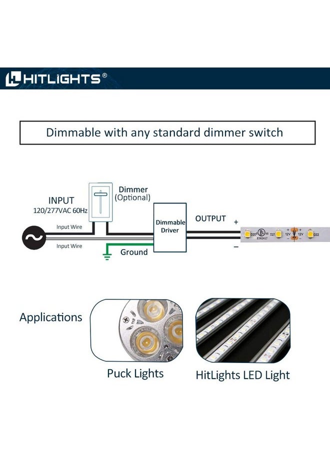 هيتلايتس محول تشغيل LED قابل للتعتيم من HitLights، 24 فولت 60 واط، مزود طاقة مغناطيسي من 120 فولت تيار متردد إلى 24 فولت تيار مستمر، متوافق مع مخفتات Lutron وLeviton، لشرائط إضاءة LED، للمطبخ، والخزانة، من الفئة 2، مدرج في قائمة ETL  - Image 5