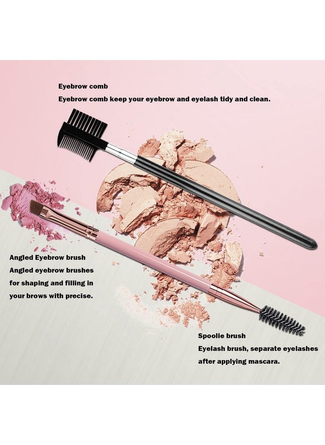 DELAYNOMORE77 Duo Eyebrow Brush Eyebrow Brush Eyelash Comb And Eyebrow Brush Professional Angled Eye Brow Brush And Spoolie Brush Set. (Black+Pink)  - Image 3