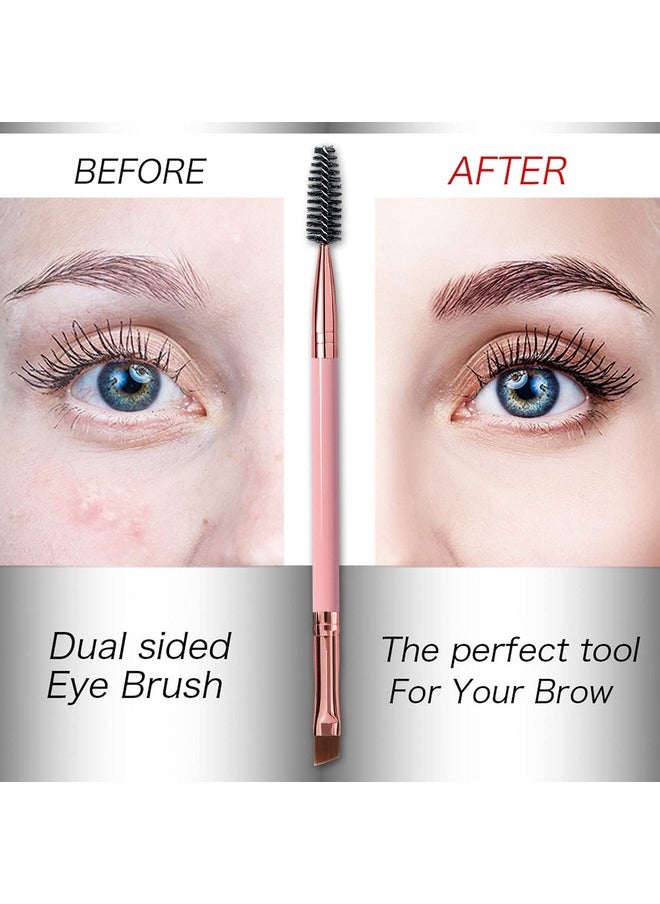 DELAYNOMORE77 Duo Eyebrow Brush Eyebrow Brush Eyelash Comb And Eyebrow Brush Professional Angled Eye Brow Brush And Spoolie Brush Set. (Black+Pink)  - Image 4