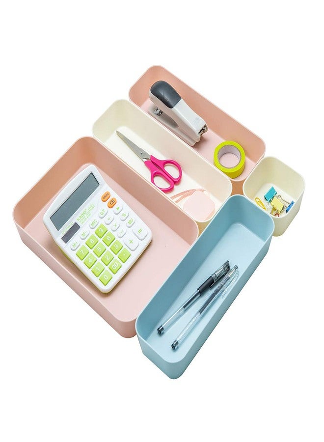 Backerysupply (9 Piece Set) Large Size Plastic Desk Drawer Organizers For Makeup Bathroom Office Kitchen Three Colors - Image 5