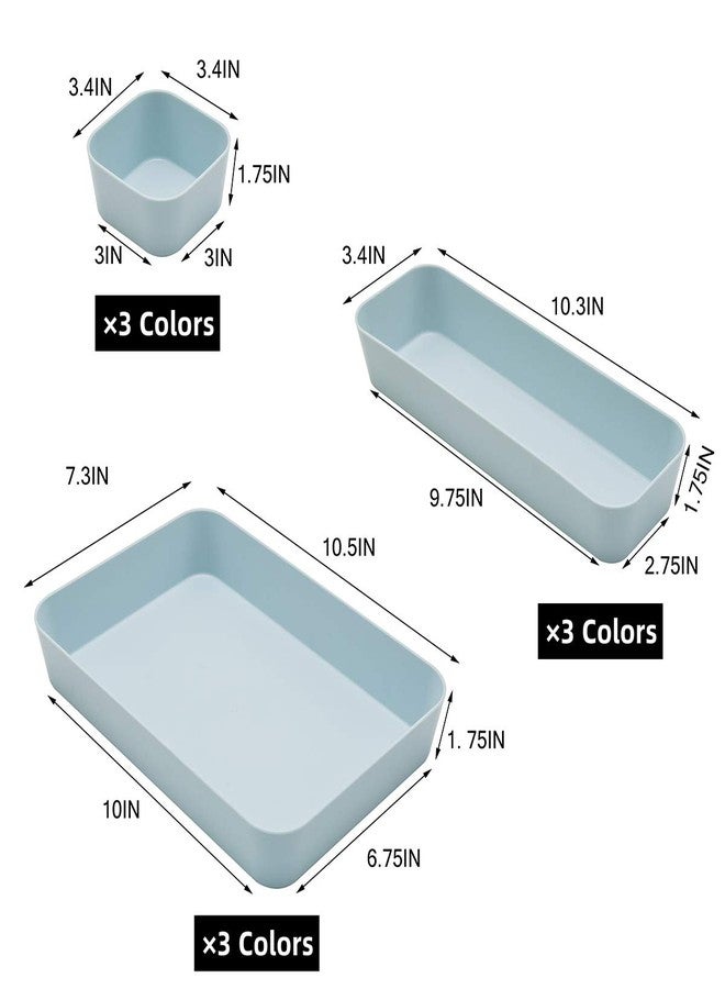 Backerysupply (9 Piece Set) Large Size Plastic Desk Drawer Organizers For Makeup Bathroom Office Kitchen Three Colors - Image 2