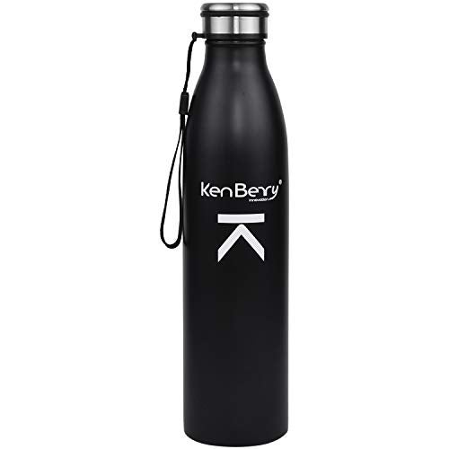 KenBerry Alpha Duke Single Wall Stainless Steel Water Bottle 750 ml (Black, Pack of 1) - Image 1