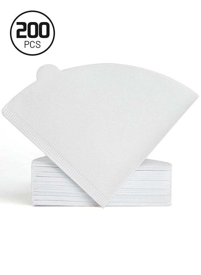 200 قطعة مرشحات قهوة مخروط، فلتر ورقة القهوة V60 حجم 02، فلاتر الورق الطبيعي المتاح 2-4 كوب ، مرشحات مخروط للصب فوق وتقطير آلة صنع القهوة - Image 1