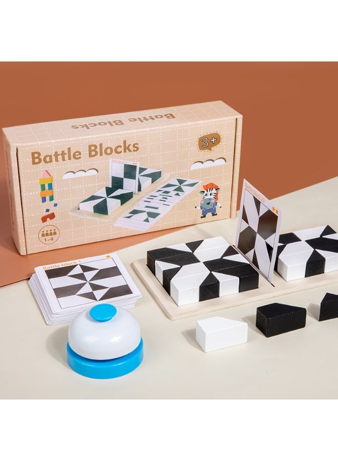 Capstro Battle Blocks Logic Game – Hidden Building Block Spatial Thinking Puzzle with 32 Blocks, 40 Challenge Cards & Bell | Interactive Family Tabletop Strategy Game – Battle Blocks - Image 1