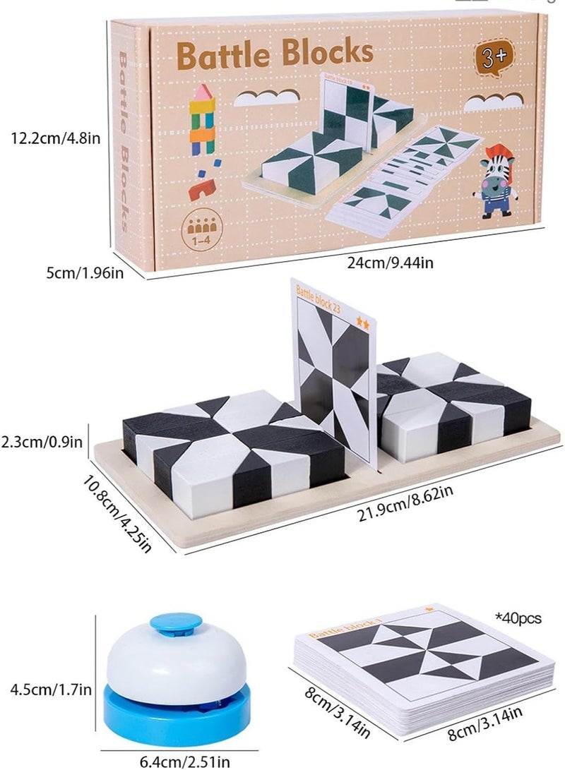 Capstro Battle Blocks Logic Game – Hidden Building Block Spatial Thinking Puzzle with 32 Blocks, 40 Challenge Cards & Bell | Interactive Family Tabletop Strategy Game – Battle Blocks - Image 2