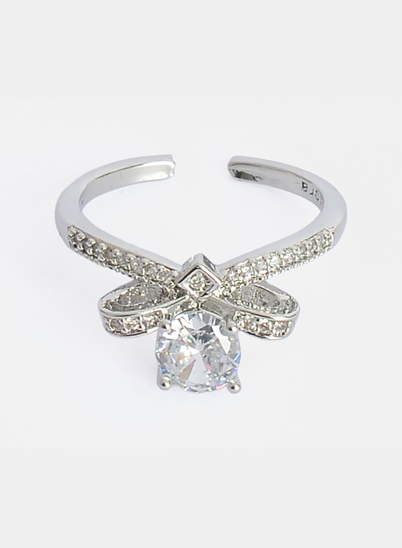 Akher el Ankoud Women'S Open Ring With A Crown Design, Set With A Prominent Round Zircon Stone. - Image 3